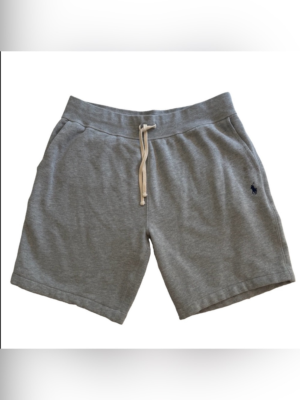 Polo Ralph Lauren Mens XL French Terry Shorts Gray Pony Logo Drawstring Pockets
